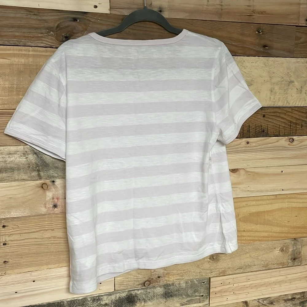 J. Crew size XL organic slub tee in white and purple stripe boxy fit